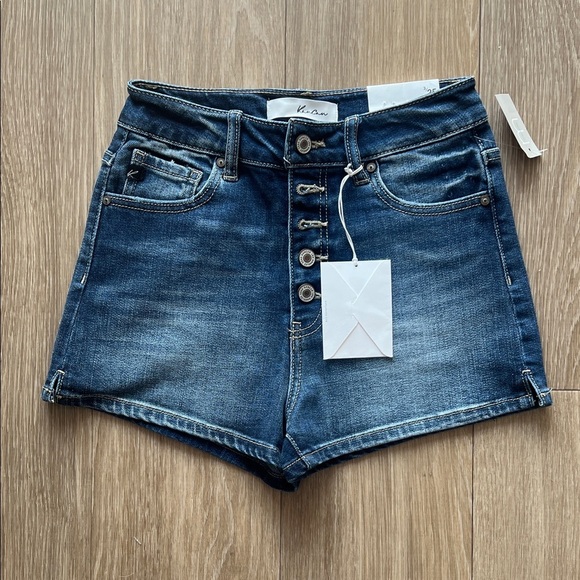 KanCan Blue Jean Shorts High-Waisted Distressed - Picture 1 of 7